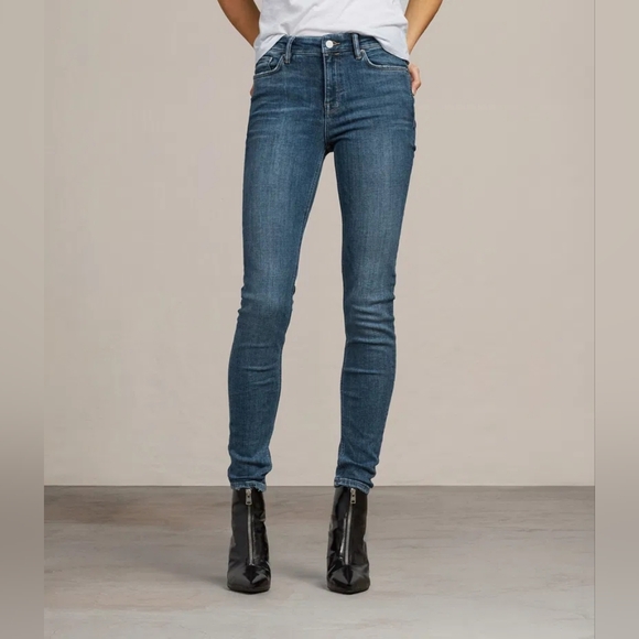 Allsaints Gracie Jeans Blue Skinny Jeans 27 - Picture 2 of 13